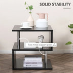 Table d'appoint, table basse en forme de S avec étagère de rangement