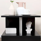 Table d'appoint, table basse en forme de S avec étagère de rangement