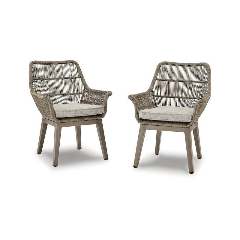 Ensemble de salle à manger d'extérieur 5 pièces Signature Design by Ashley, couleur beige, style bord de mer - 80 cm (L) x 42 cm (P) x 29 cm (H)