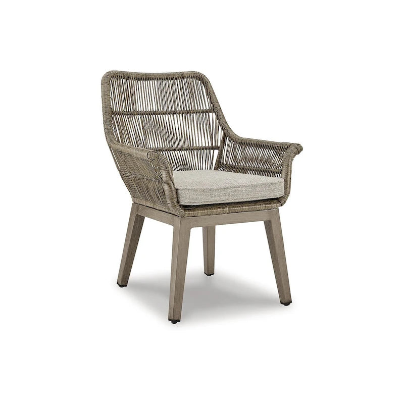 Ensemble de salle à manger d'extérieur 5 pièces Signature Design by Ashley, couleur beige, style bord de mer - 80 cm (L) x 42 cm (P) x 29 cm (H)