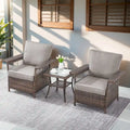 Ensemble de 3 chaises de patio Gymojoy avec table basse - Marron
