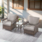 Ensemble de 3 chaises de patio Gymojoy avec table basse - Marron