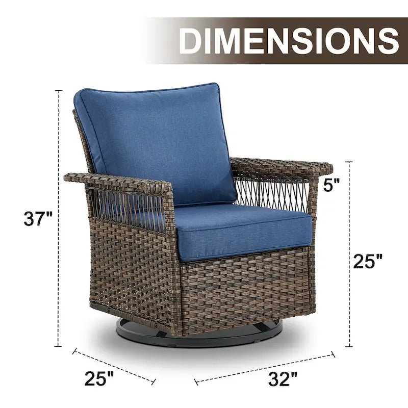 Ensemble de 3 chaises de patio Gymojoy avec table basse - Marron