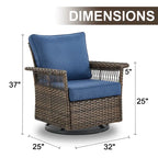 Ensemble de 3 chaises de patio Gymojoy avec table basse - Marron