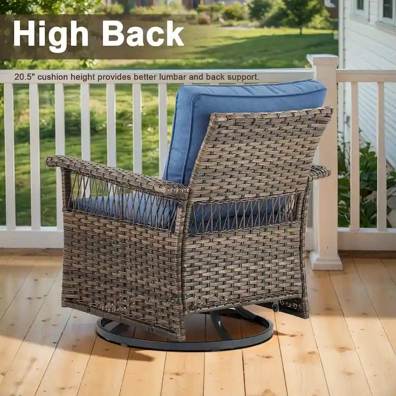 Ensemble de 3 chaises de patio Gymojoy avec table basse - Marron