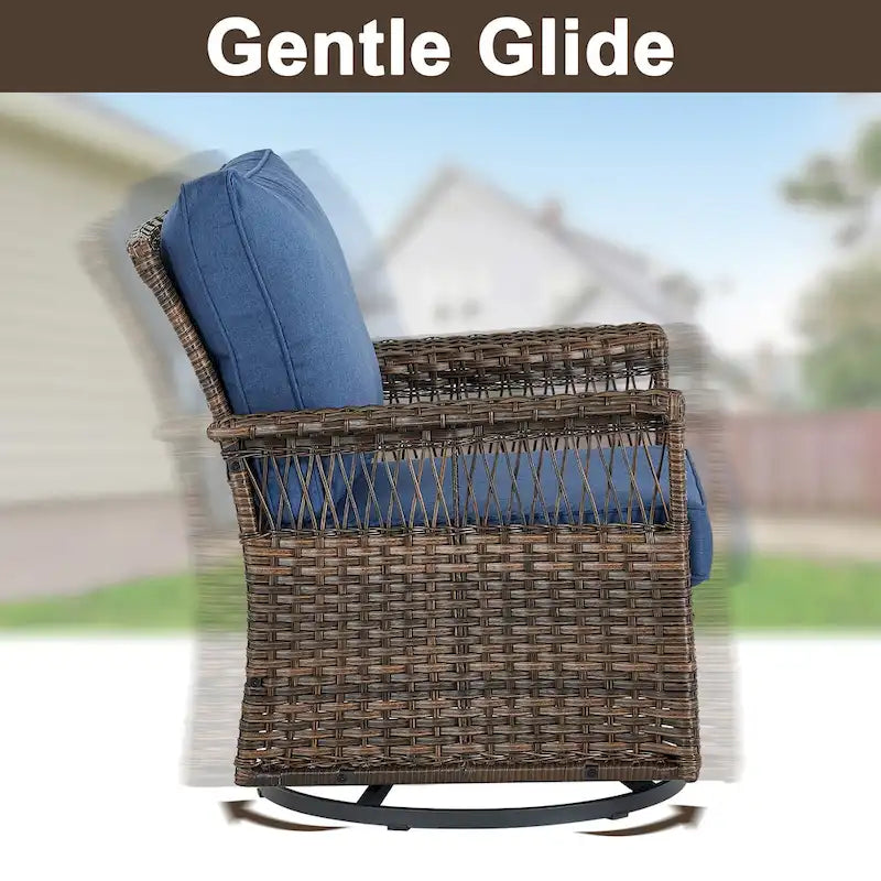 Ensemble de 3 chaises de patio Gymojoy avec table basse - Marron