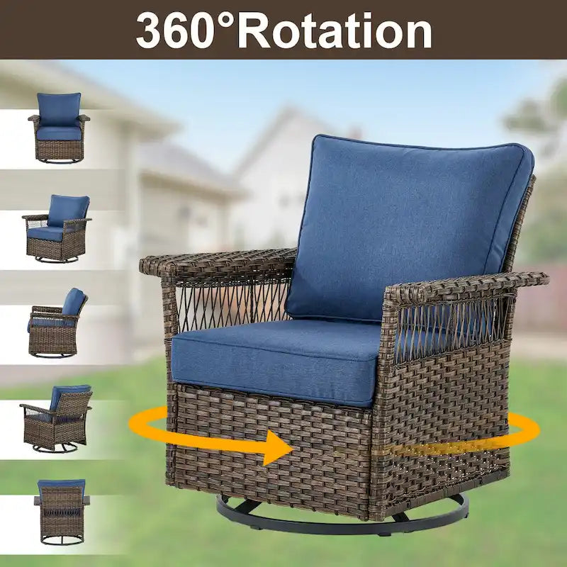 Ensemble de 3 chaises de patio Gymojoy avec table basse - Marron