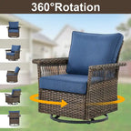 Ensemble de 3 chaises de patio Gymojoy avec table basse - Marron