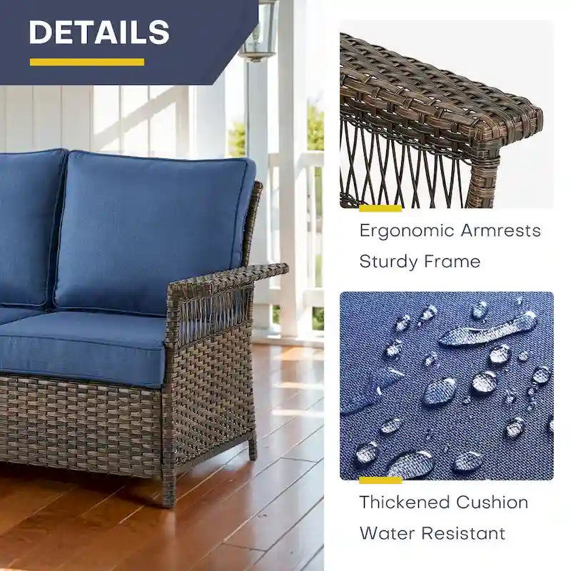Ensemble de 3 chaises de patio Gymojoy avec table basse - Marron