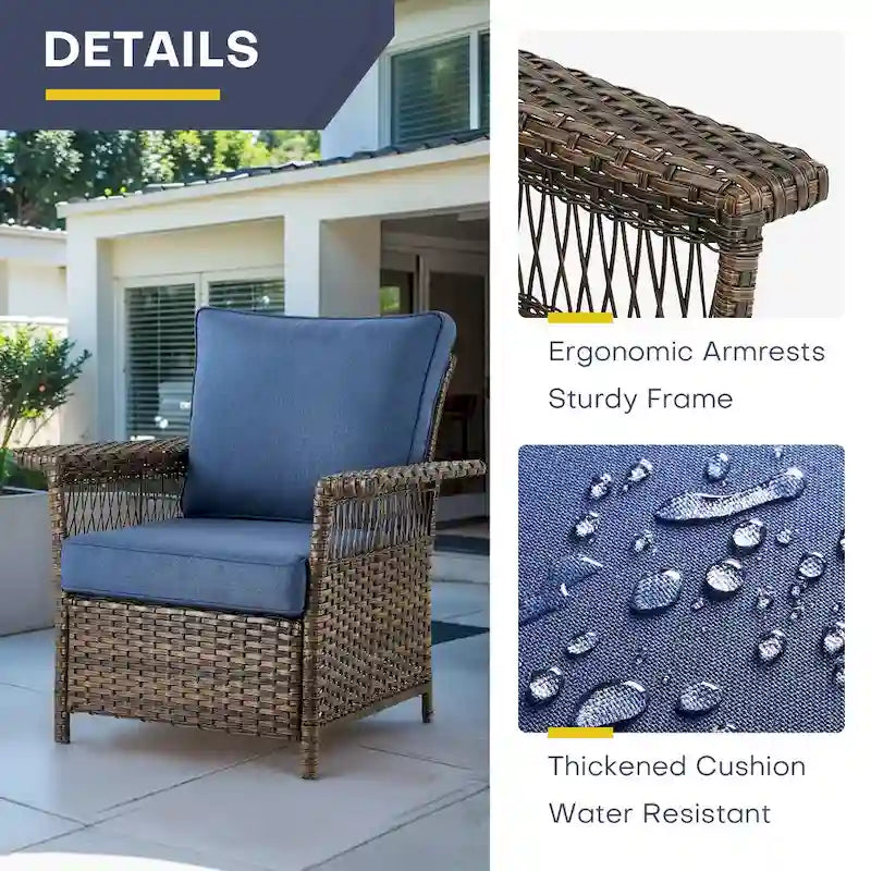 Ensemble de 3 chaises de patio Gymojoy avec table basse - Marron