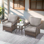 Ensemble de 3 chaises de patio Gymojoy avec table basse - Marron
