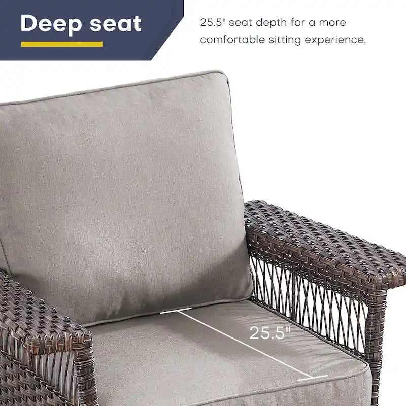 Ensemble de 3 chaises de patio Gymojoy avec table basse - Marron