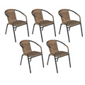 BTEXPERT Intérieur/Extérieur 5 - Ensemble de cinq chaises empilables en rotin marron pour restaurant