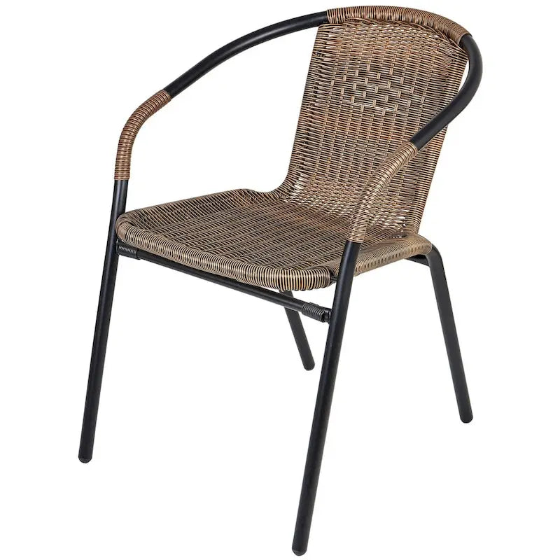BTEXPERT Intérieur/Extérieur 5 - Ensemble de cinq chaises empilables en rotin marron pour restaurant