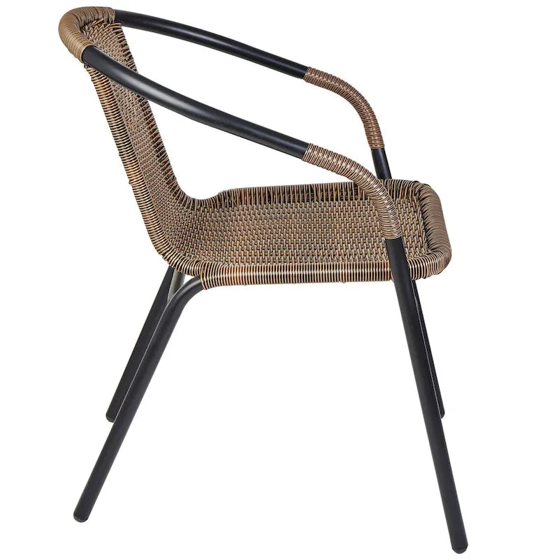 BTEXPERT Intérieur/Extérieur 5 - Ensemble de cinq chaises empilables en rotin marron pour restaurant