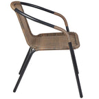 BTEXPERT Intérieur/Extérieur 5 - Ensemble de cinq chaises empilables en rotin marron pour restaurant