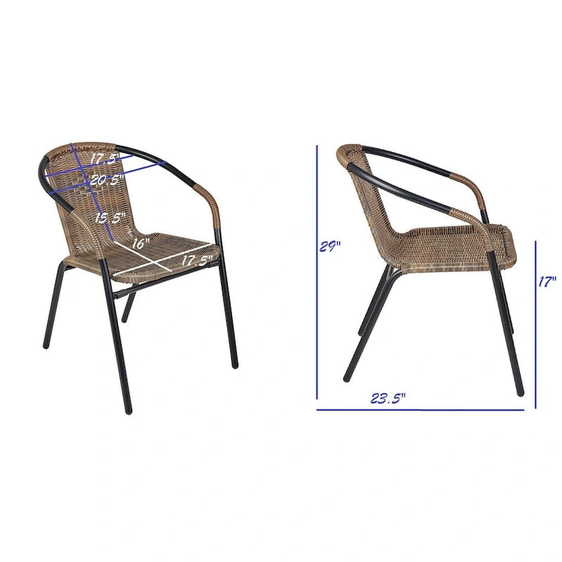 BTEXPERT Intérieur/Extérieur 5 - Ensemble de cinq chaises empilables en rotin marron pour restaurant