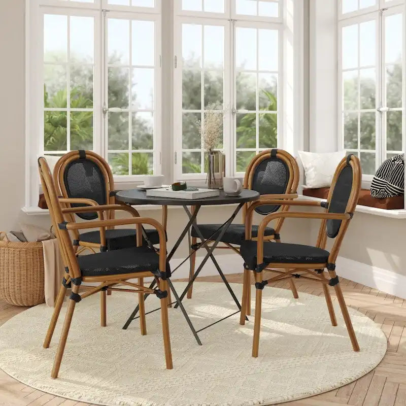 Lot de 4 chaises commerciales Paris tout temps avec accoudoirs et structure métallique - Non applicable