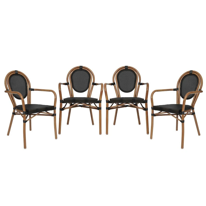 Lot de 4 chaises commerciales Paris tout temps avec accoudoirs et structure métallique - Non applicable
