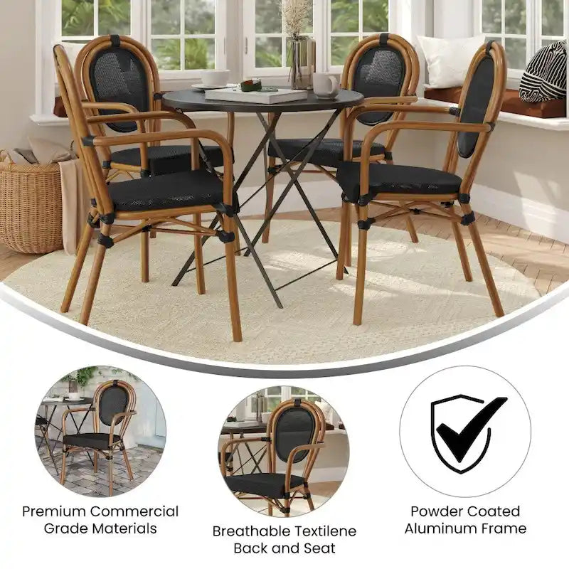 Lot de 4 chaises commerciales Paris tout temps avec accoudoirs et structure métallique - Non applicable