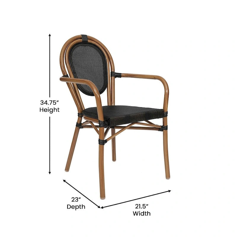 Lot de 4 chaises commerciales Paris tout temps avec accoudoirs et structure métallique - Non applicable