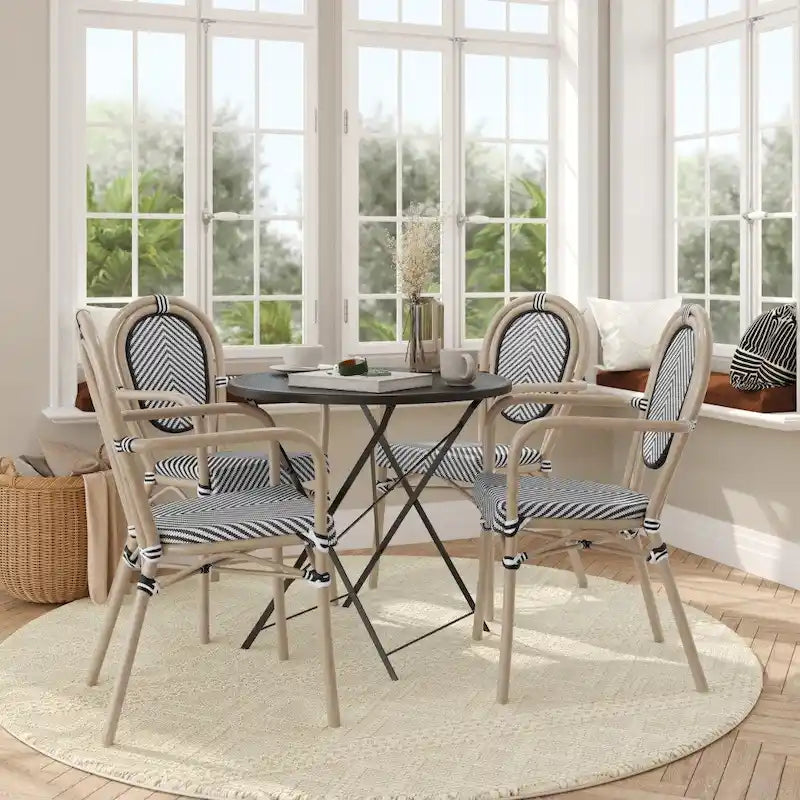 Lot de 4 chaises commerciales Paris tout temps avec accoudoirs et structure métallique - Non applicable
