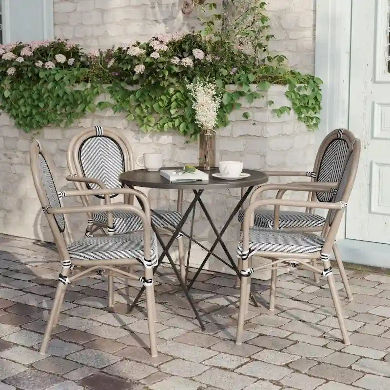 Lot de 4 chaises commerciales Paris tout temps avec accoudoirs et structure métallique - Non applicable