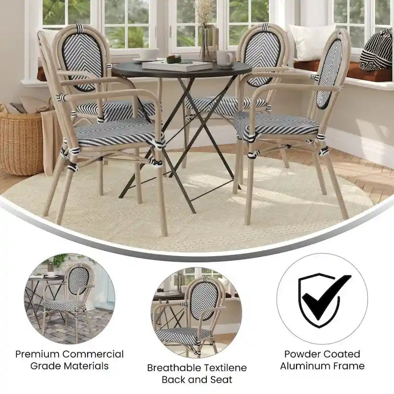 Lot de 4 chaises commerciales Paris tout temps avec accoudoirs et structure métallique - Non applicable