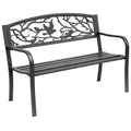 Banc de jardin Outsunny 50, banc de terrasse extérieur à motif animalier, banc en acier moulé