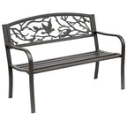Banc de jardin Outsunny 50, banc de terrasse extérieur à motif animalier, banc en acier moulé