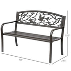 Banc de jardin Outsunny 50, banc de terrasse extérieur à motif animalier, banc en acier moulé