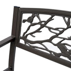Banc de jardin Outsunny 50, banc de terrasse extérieur à motif animalier, banc en acier moulé