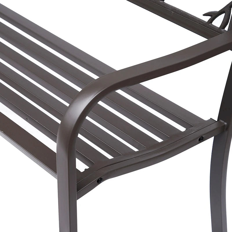 Banc de jardin Outsunny 50, banc de terrasse extérieur à motif animalier, banc en acier moulé