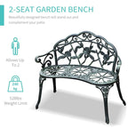 Banc d'extérieur Outsunny en aluminium moulé - Conforme à la photo