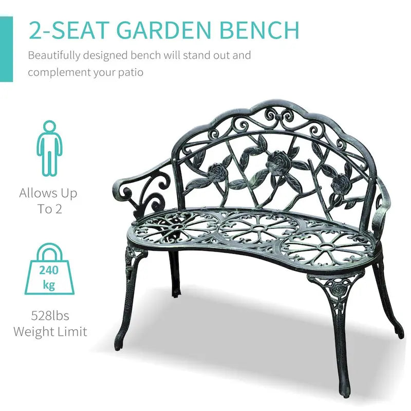 Banc d'extérieur Outsunny en aluminium moulé - Conforme à la photo
