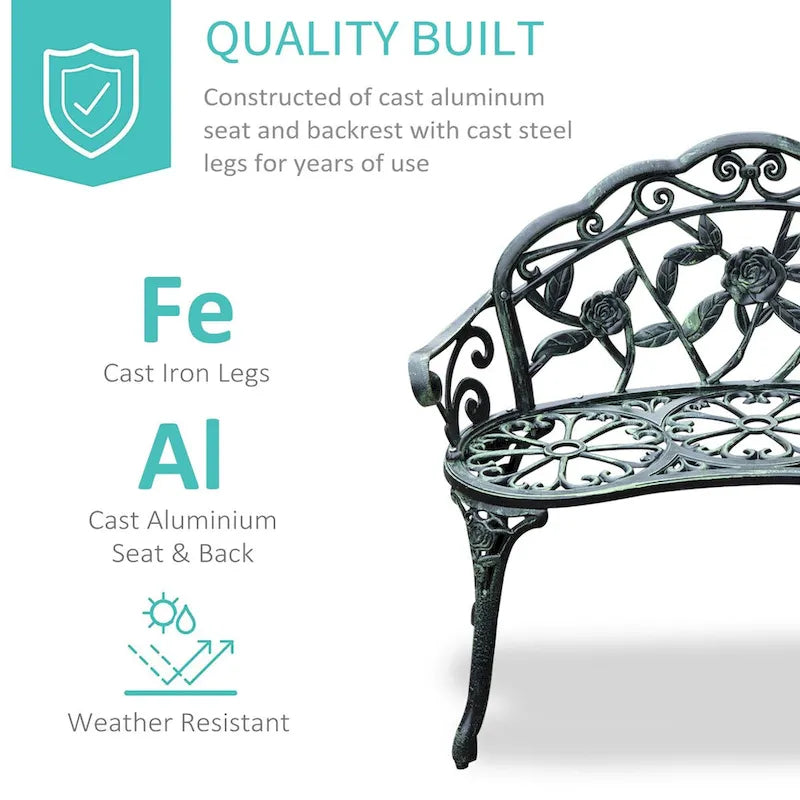 Banc d'extérieur Outsunny en aluminium moulé - Conforme à la photo