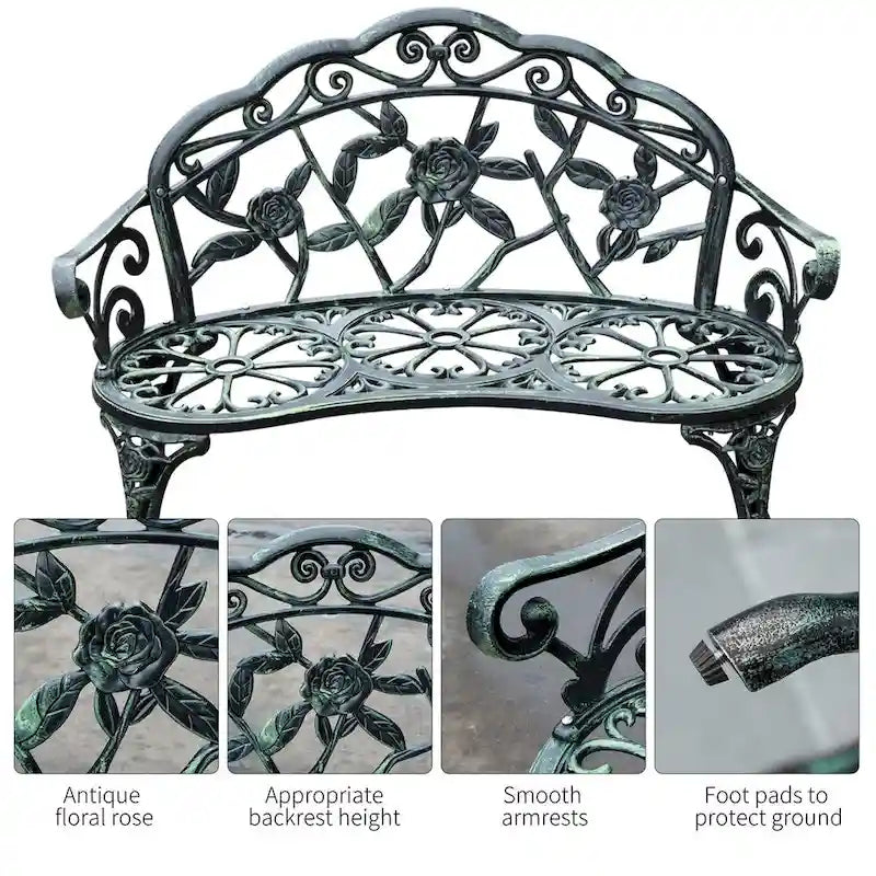 Banc d'extérieur Outsunny en aluminium moulé - Conforme à la photo