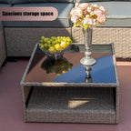Ensemble de mobilier de patio 5 pièces, canapé d'angle bohème résistant aux intempéries avec coussins épais gris imperméables