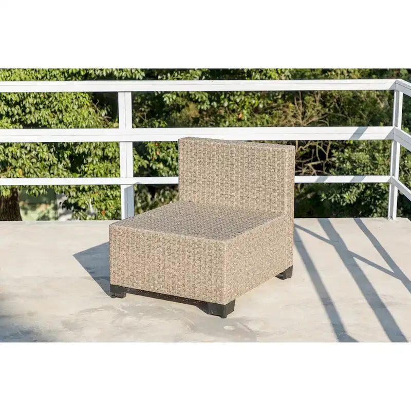 Ensemble de mobilier de patio 5 pièces, canapé d'angle bohème résistant aux intempéries avec coussins épais gris imperméables