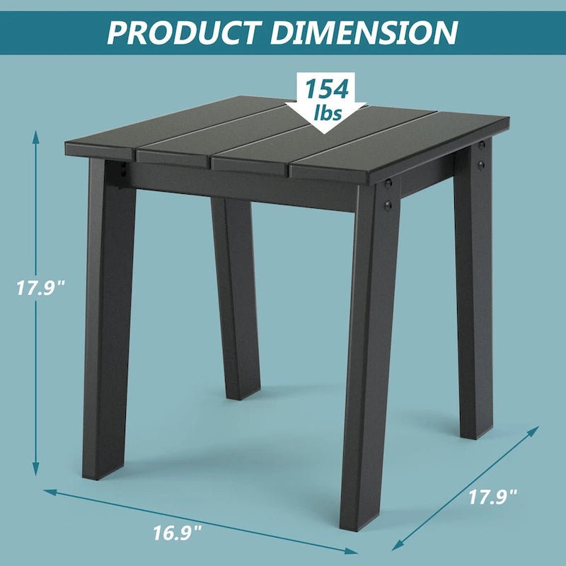 Table d'appoint d'extérieur Adirondack, table de chevet en plastique PEHD pour patio, jardin, piscine, idéale pour l'intérieur et l'extérieur