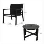 Fauteuils en toile, ensemble de conversation avec table d'appoint, structure en aluminium (ensemble de 3)