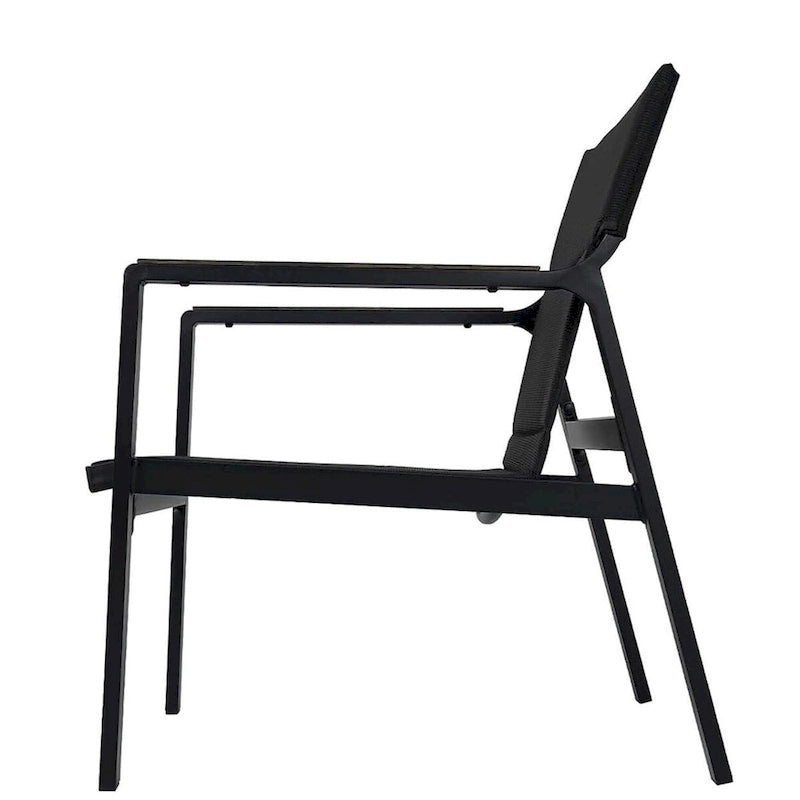 Fauteuils en toile, ensemble de conversation avec table d'appoint, structure en aluminium (ensemble de 3)