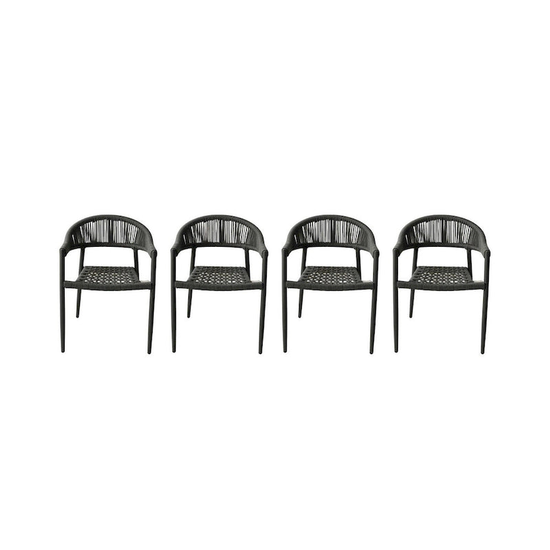 Ensemble de quatre fauteuils d'extérieur en aluminium gris de 22 pouces