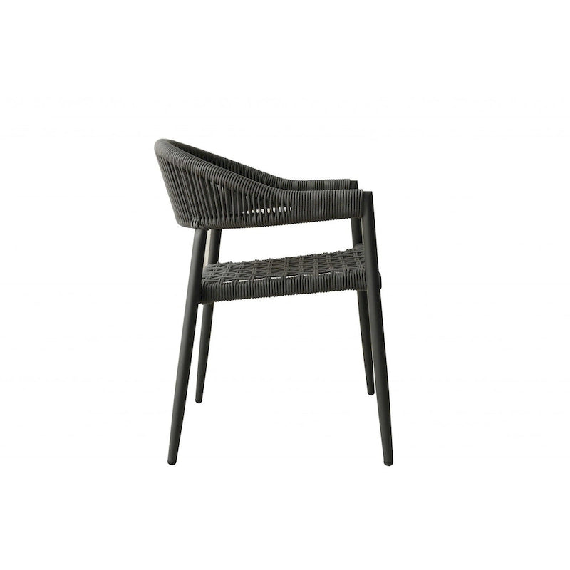 Ensemble de quatre fauteuils d'extérieur en aluminium gris de 22 pouces