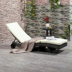 Outdoor Wicker Chaise Lounge Pool Chair w/ 5-Level Adjustable Backrest