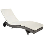 Chaise longue de piscine extérieure en osier avec dossier réglable sur 5 niveaux