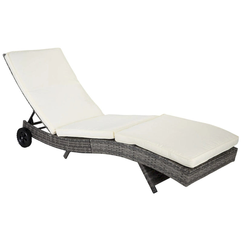 Chaise longue de piscine extérieure en osier avec dossier réglable sur 5 niveaux