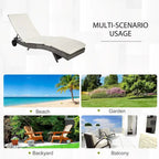Chaise longue de piscine extérieure en osier avec dossier réglable sur 5 niveaux