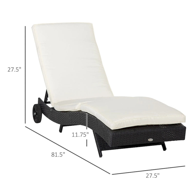 Chaise longue de piscine extérieure en osier avec dossier réglable sur 5 niveaux