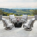 Aluminum 44in Fire Table Set with Four Swivel Rockers & Accessories
